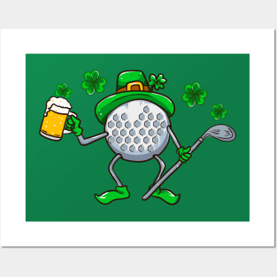 St Patricks Day Golf Golfing Beer Funny Humor Posters and Art